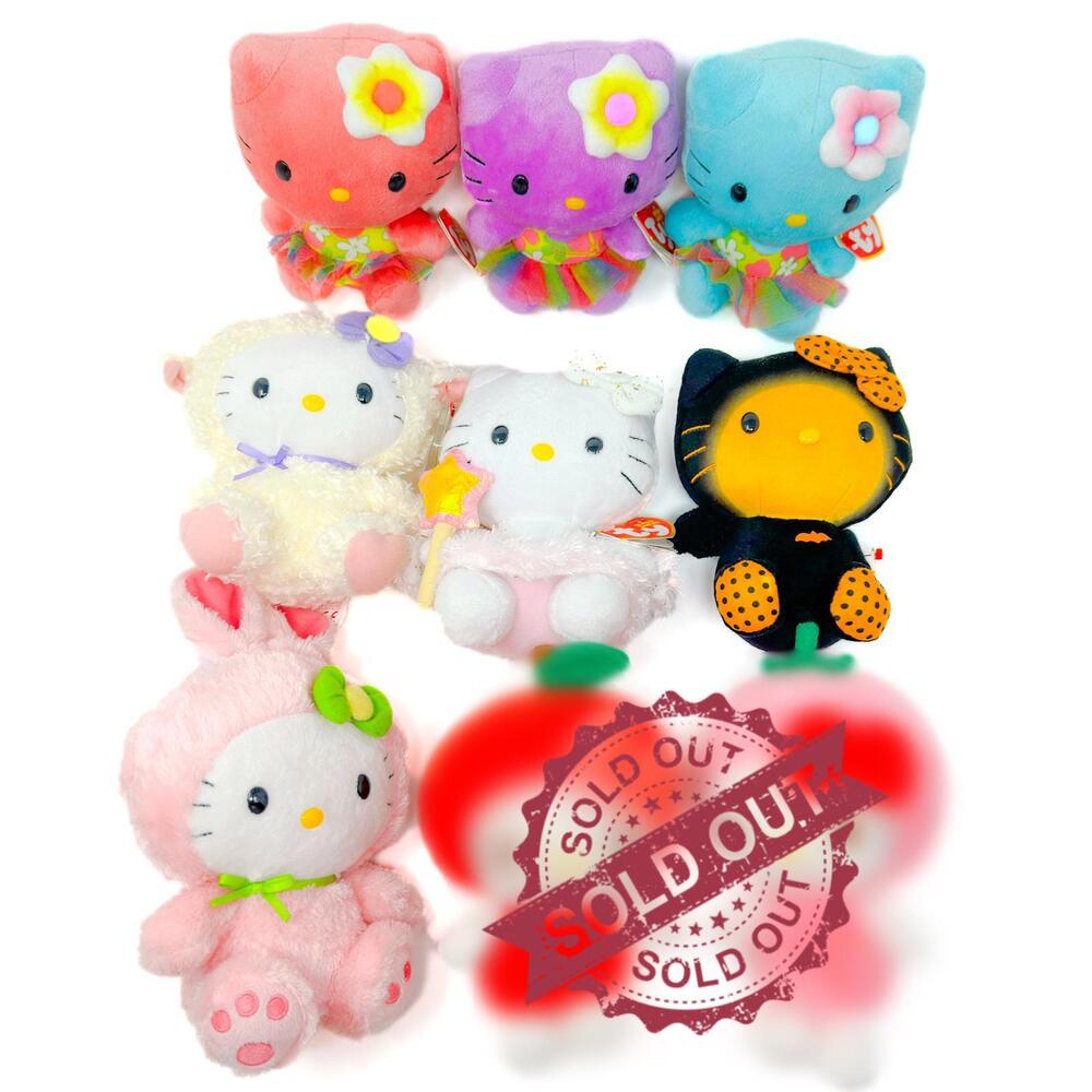 Hello Kitty Ty Plush Lot Fairy Bunny Lamb Bat Tropical 7 Sanrio Cats Kittens 🐱